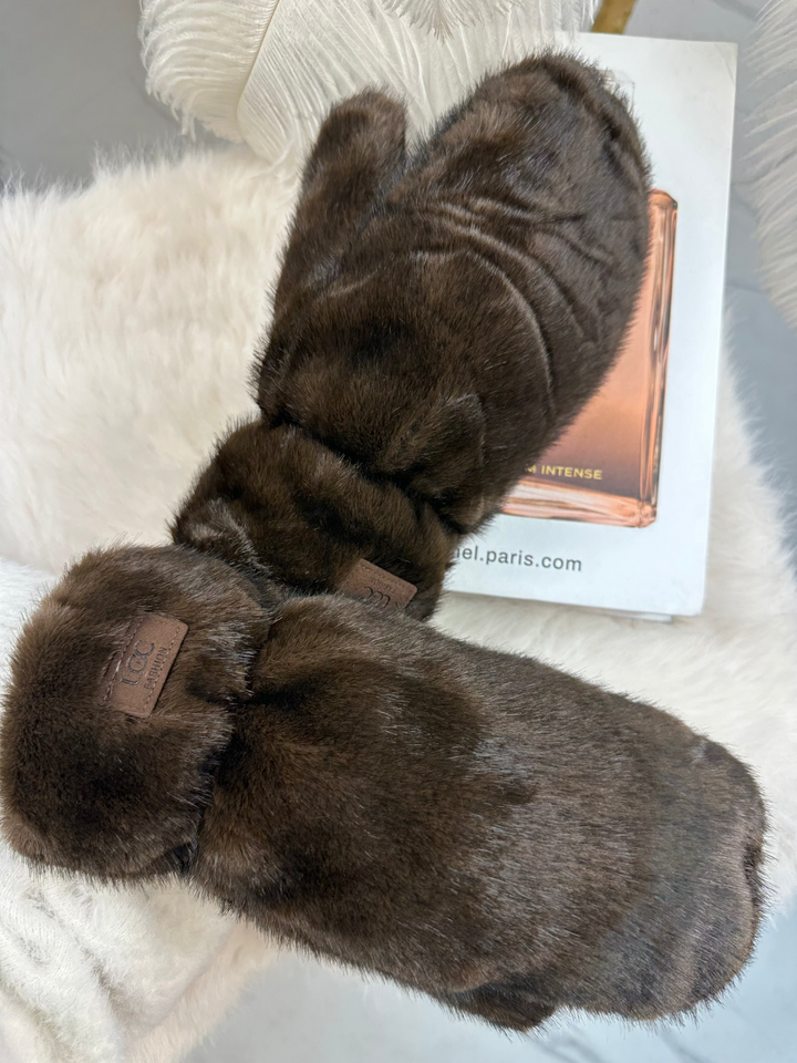 Rękawiczki RICA - zimowe, puchate z długim włosem