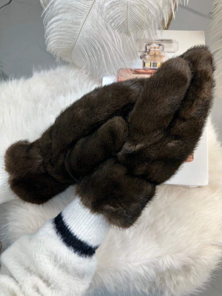 Rękawiczki RICA - zimowe, puchate z długim włosem