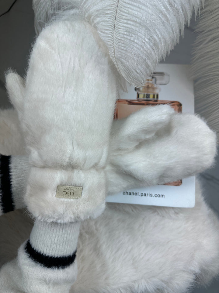 Rękawiczki RICA - zimowe, puchate z długim włosem