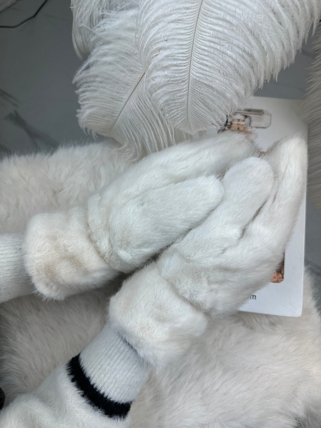 Rękawiczki RICA - zimowe, puchate z długim włosem