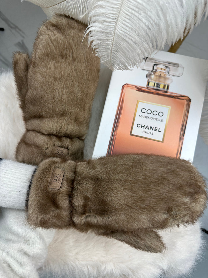 Rękawiczki RICA - zimowe, puchate z długim włosem