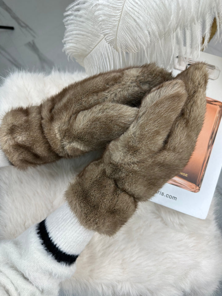 Rękawiczki RICA - zimowe, puchate z długim włosem