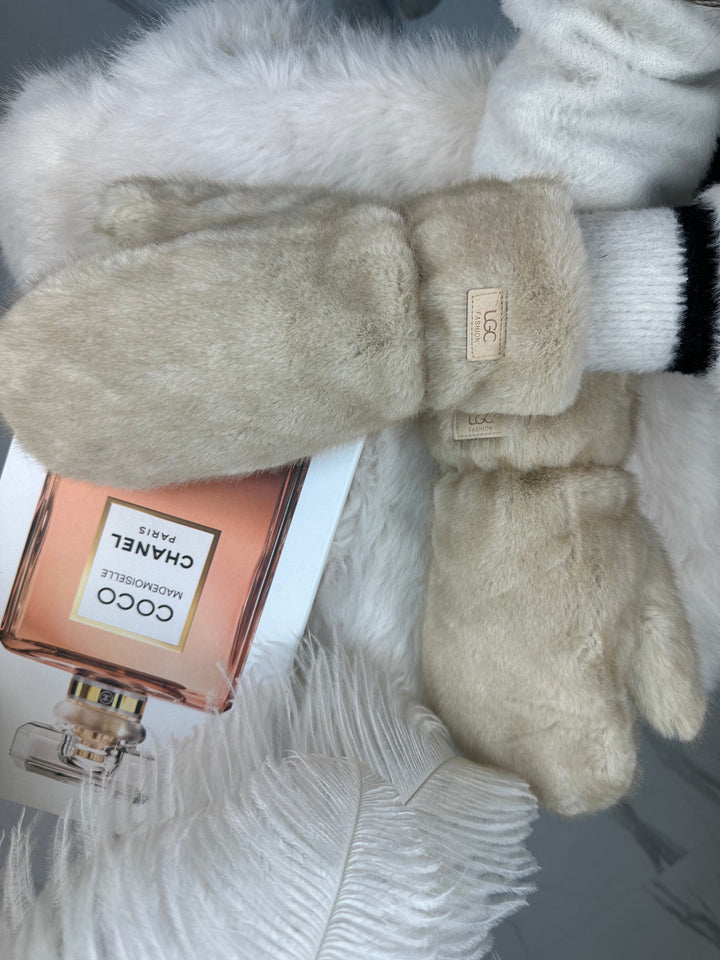 Rękawiczki RICA - zimowe, puchate z długim włosem