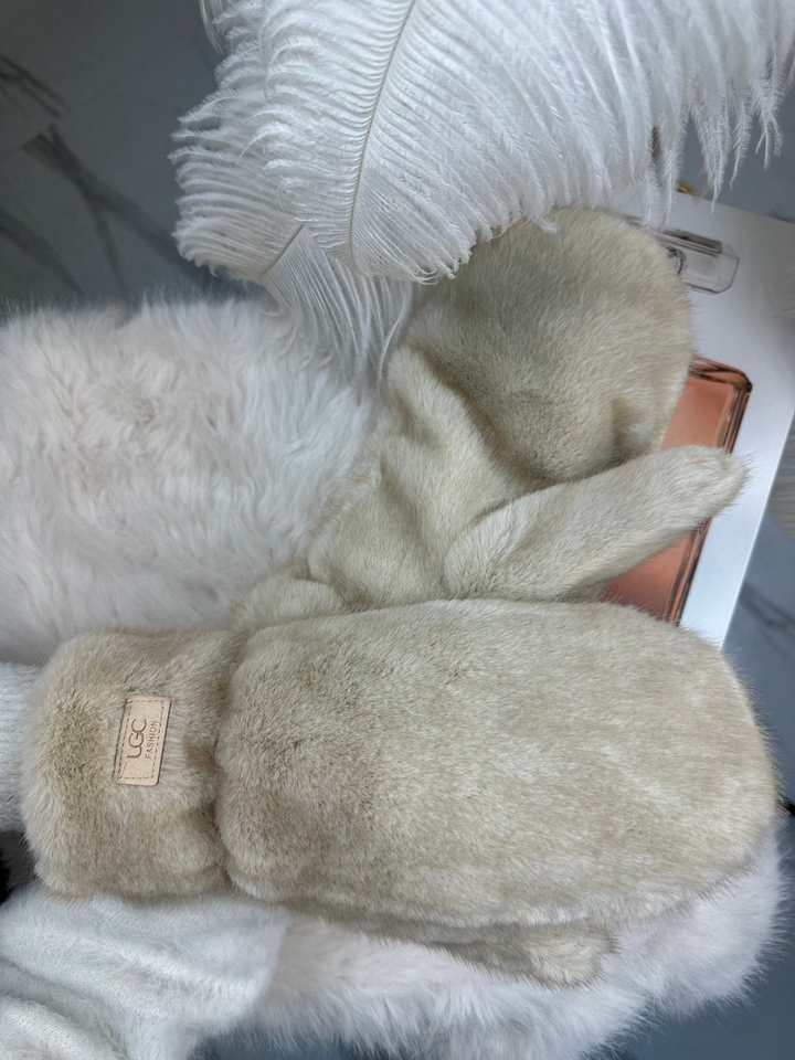 Rękawiczki RICA - zimowe, puchate z długim włosem