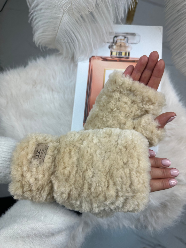 Rękawiczki UGG - zimowe, puchate, bez palców