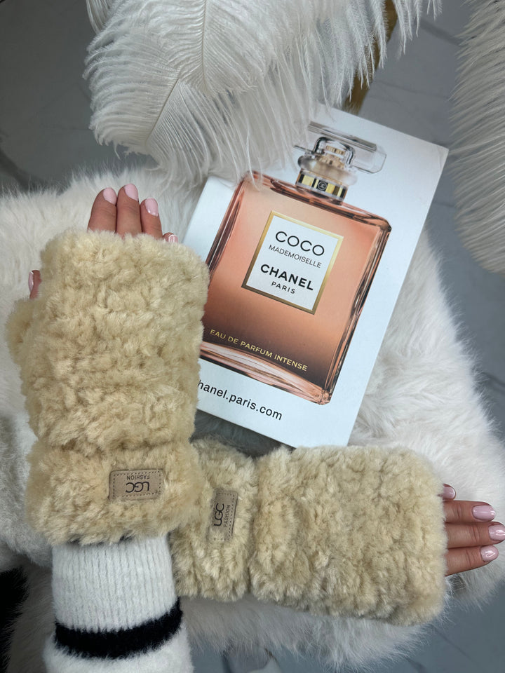 Rękawiczki UGG - zimowe, puchate, bez palców