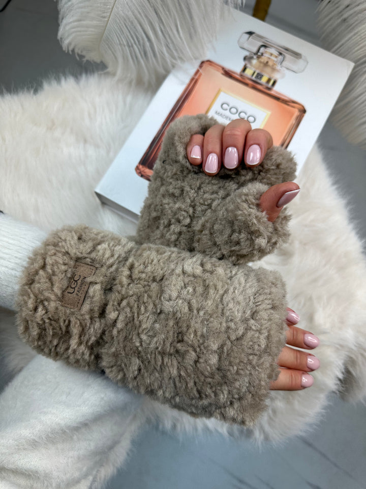 Rękawiczki UGG - zimowe, puchate, bez palców