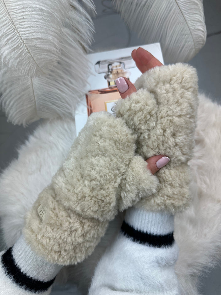 Rękawiczki UGG - zimowe, puchate, bez palców