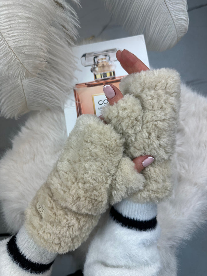 Rękawiczki UGG - zimowe, puchate, bez palców