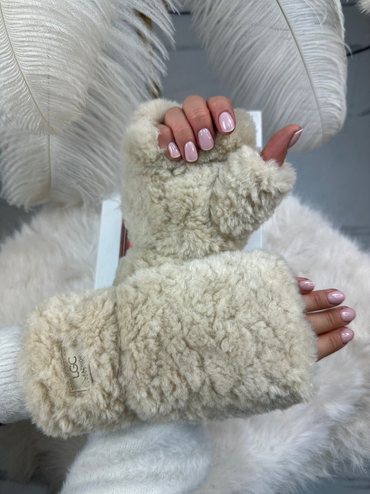 Rękawiczki UGG - zimowe, puchate, bez palców