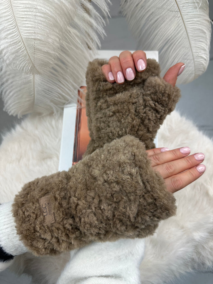 Rękawiczki UGG - zimowe, puchate, bez palców