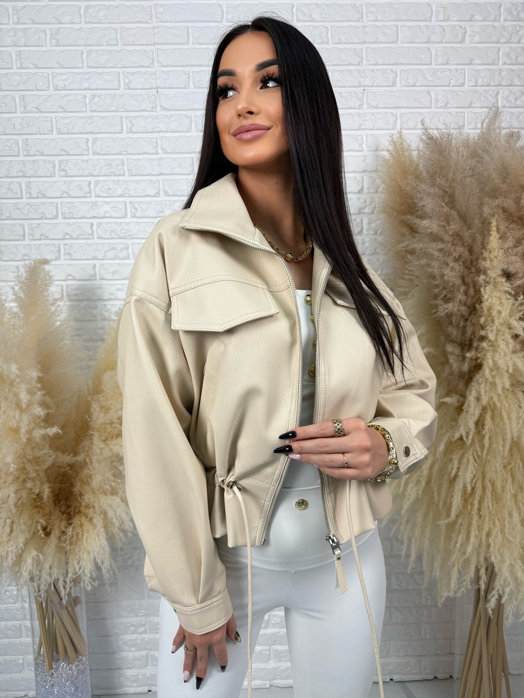 Kurtka ZOYA – lekka wiosenna ze ściągaczem w pasie