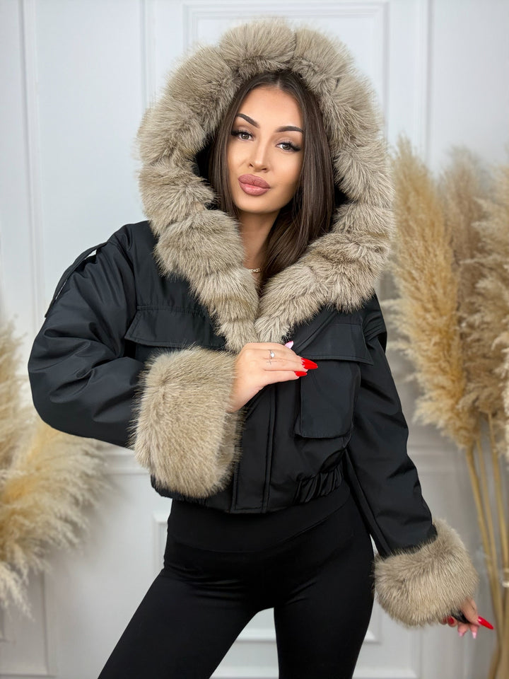KURTKA CORAL - krótki model z futerkiem