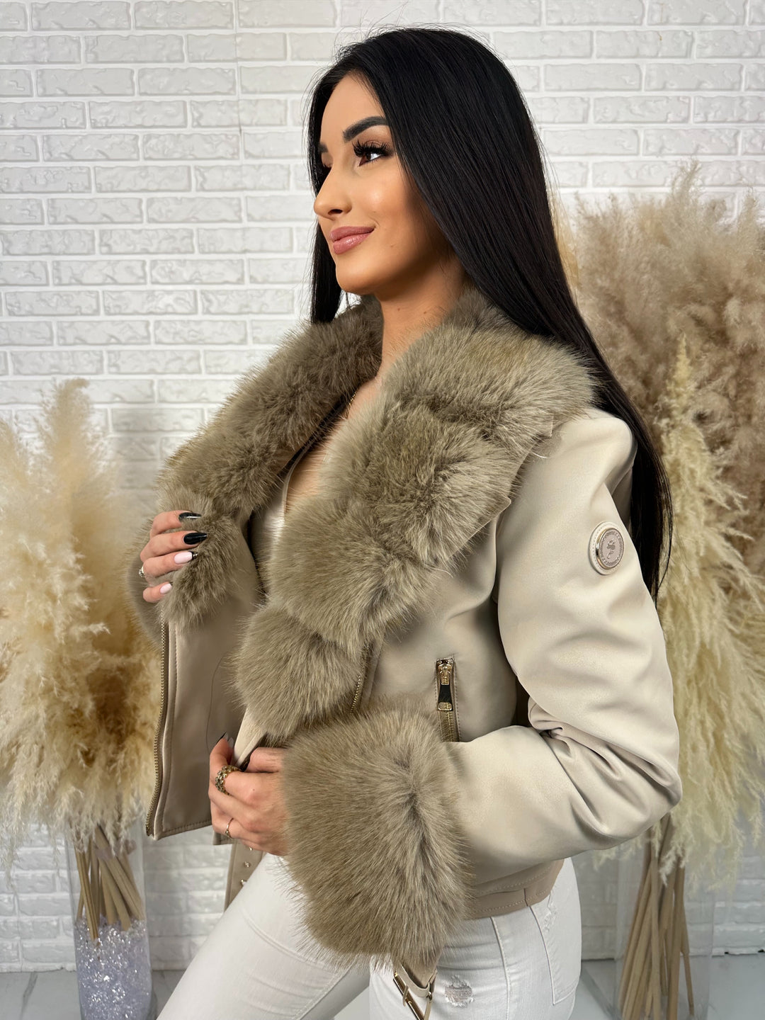 Kurtka LUSIA - futerko odpinane, ocieplana w wiosennych kolorach