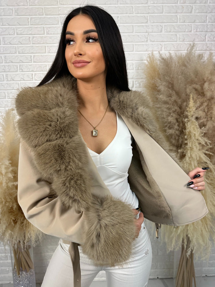 Kurtka LUSIA - futerko odpinane, ocieplana w wiosennych kolorach