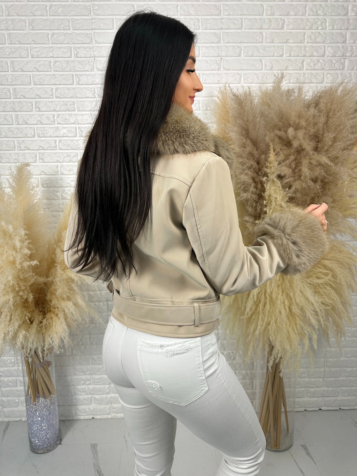 Kurtka LUSIA - futerko odpinane, ocieplana w wiosennych kolorach