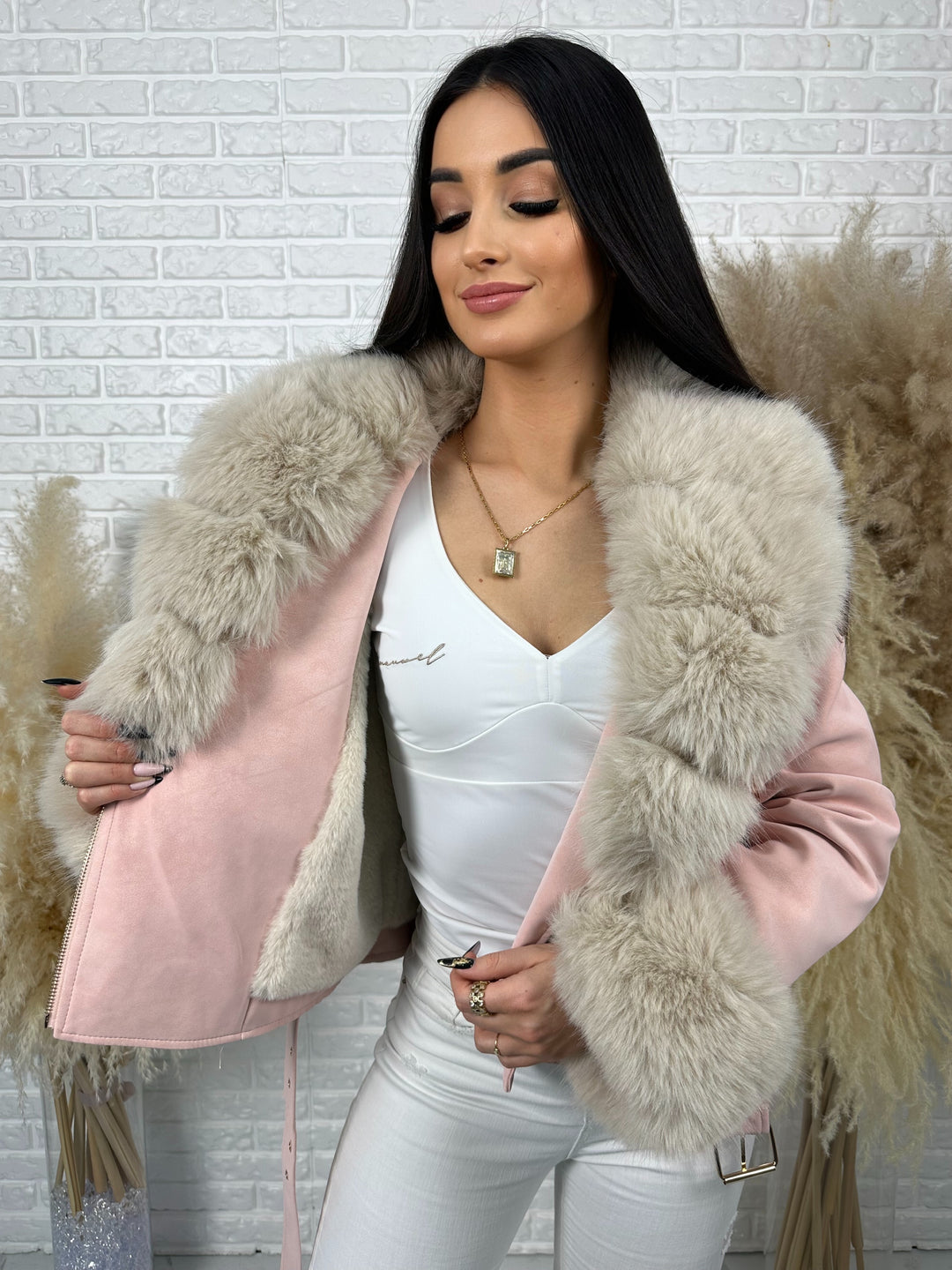 Kurtka LUSIA - futerko odpinane, ocieplana w wiosennych kolorach