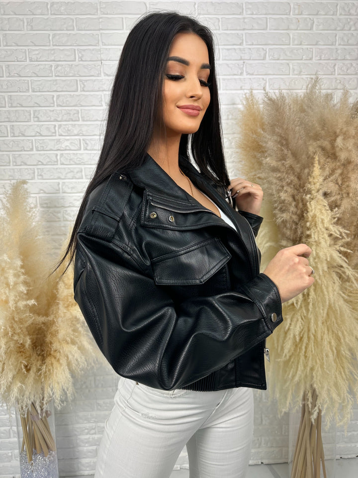 Kurtka MELA - wiosenna kurtka oversize z ekoskóry