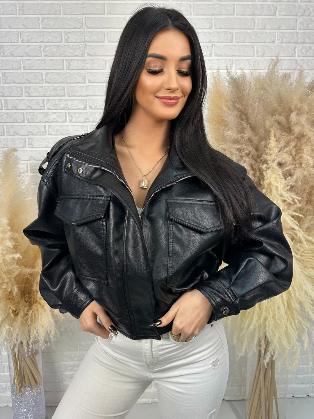 Kurtka MELA - wiosenna kurtka oversize z ekoskóry