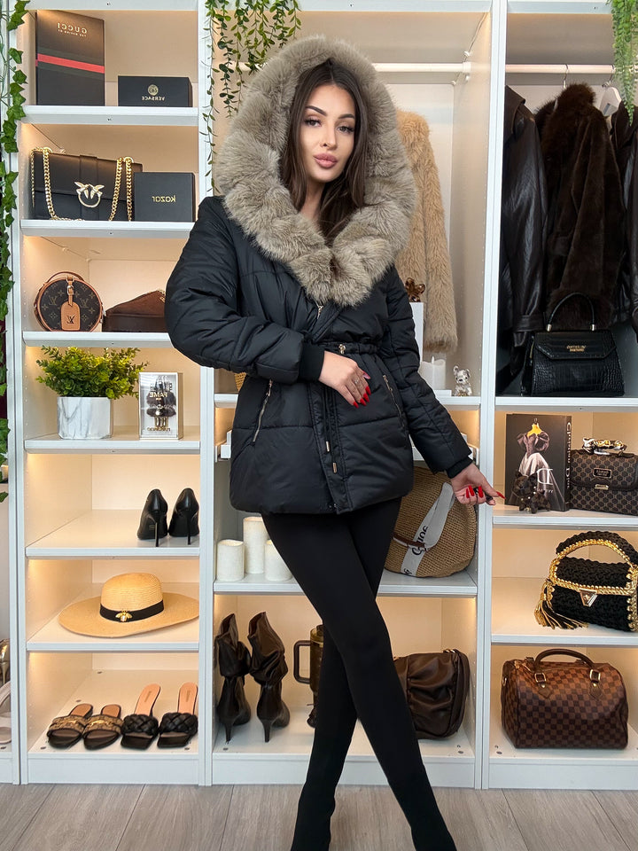 KURTKA LORIS - zimowa, pikowana z futerkiem