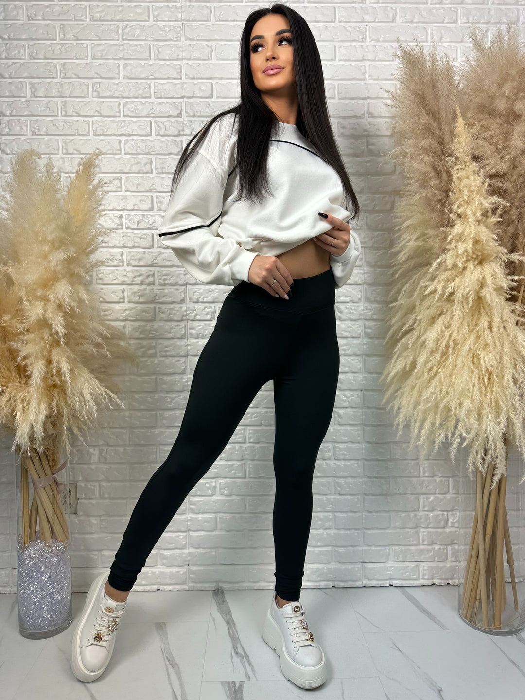 Komplet dresowy LA FEMME - szeroka bluza i leginsy push-up