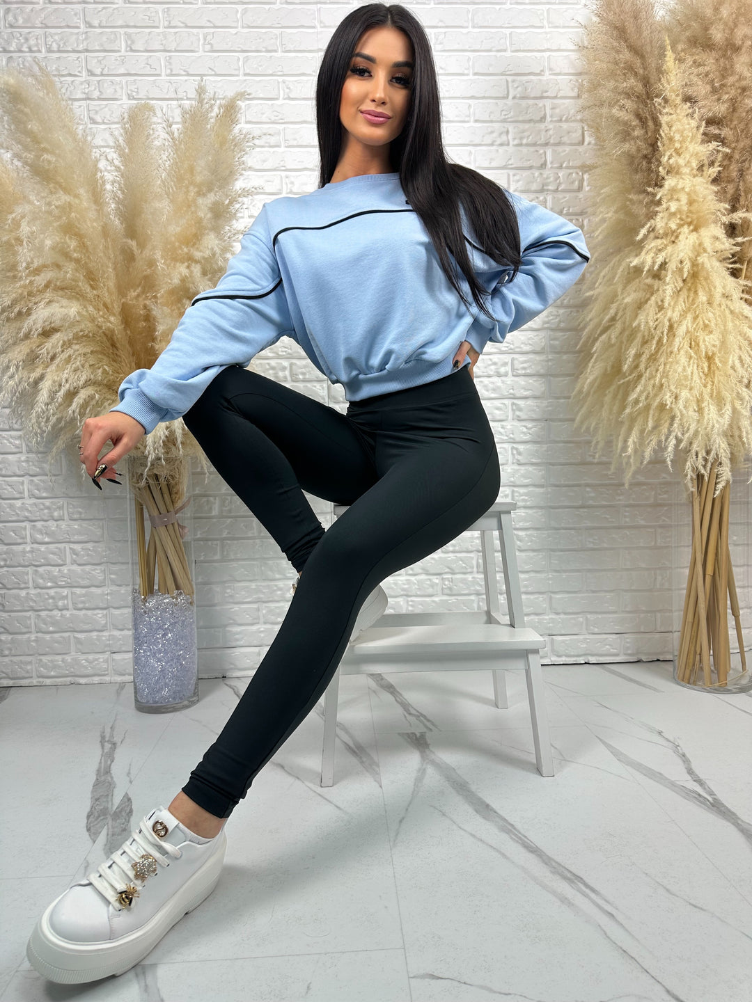 Komplet dresowy LA FEMME - szeroka bluza i leginsy push-up