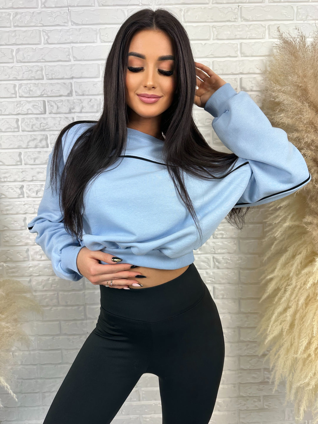 Komplet dresowy LA FEMME - szeroka bluza i leginsy push-up