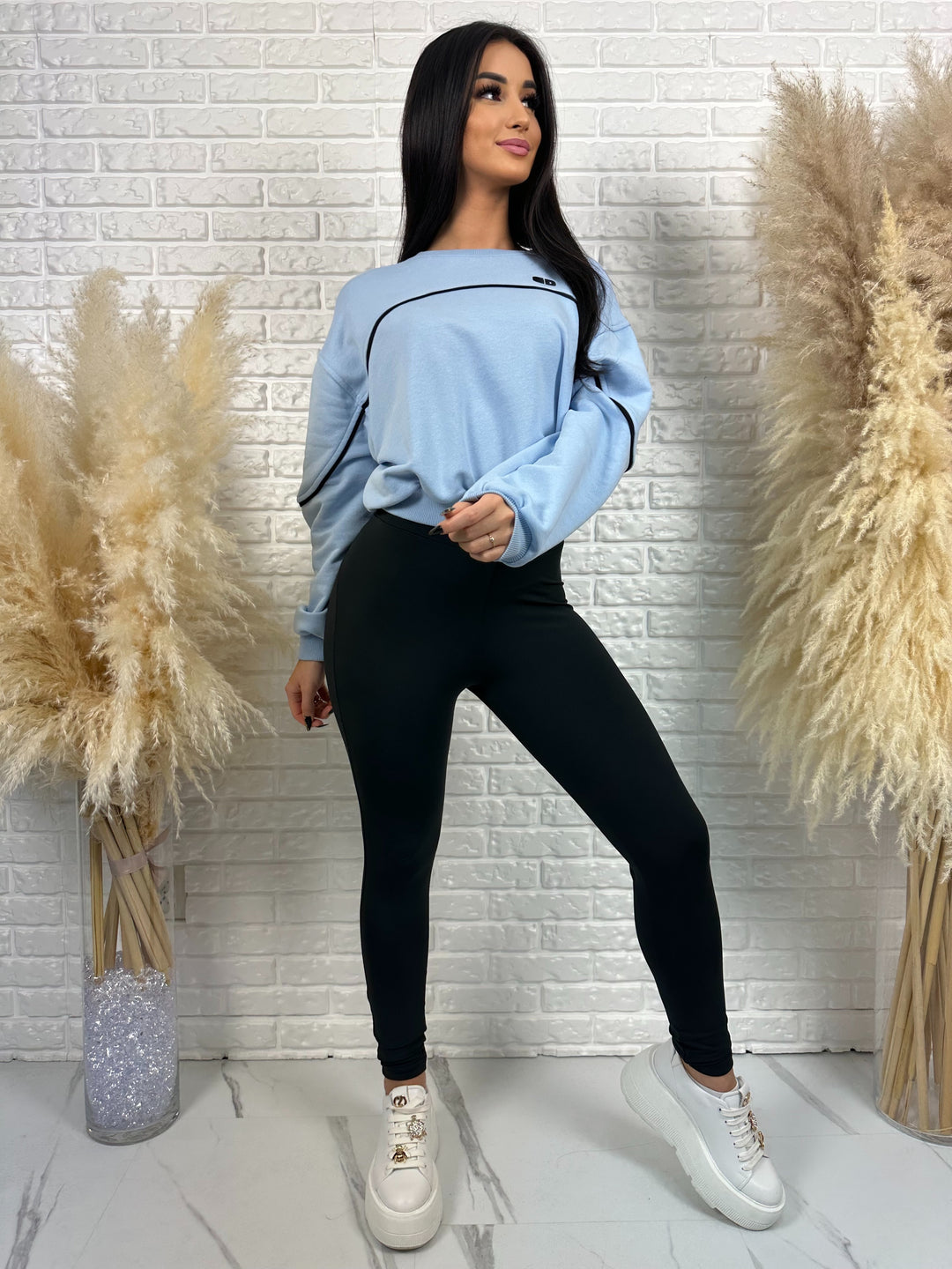 Komplet dresowy LA FEMME - szeroka bluza i leginsy push-up