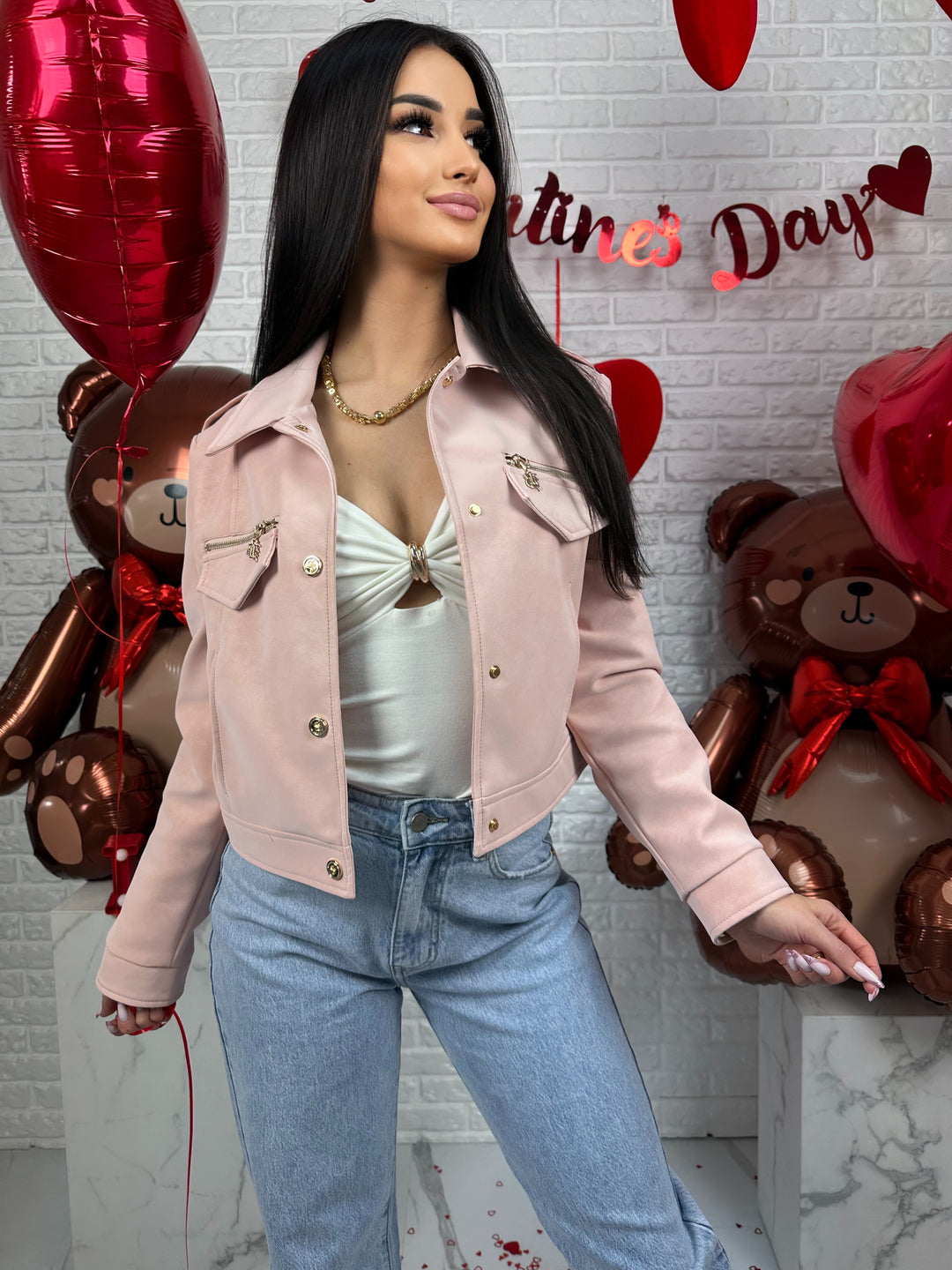 Kurtka AMELIA - materiał ala nubuk w wiosennych kolorach