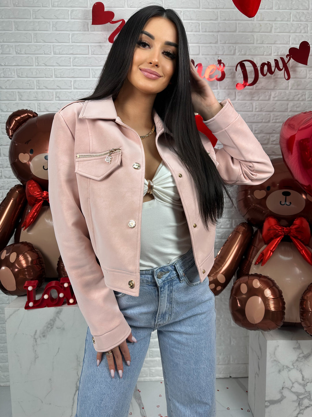 Kurtka AMELIA - materiał ala nubuk w wiosennych kolorach