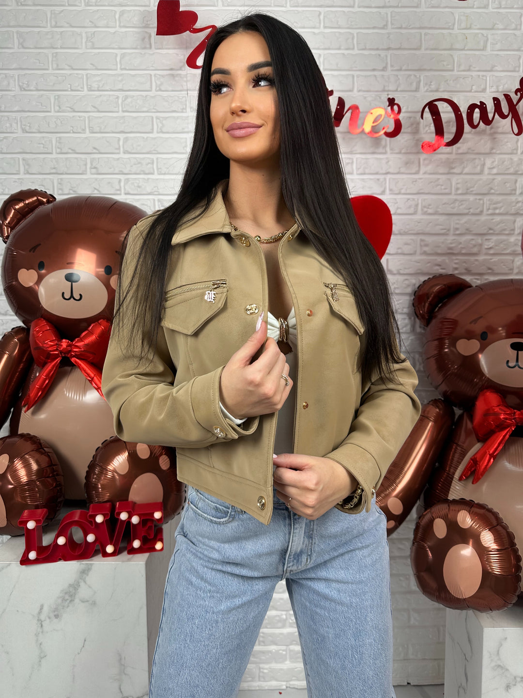 Kurtka AMELIA - materiał ala nubuk w wiosennych kolorach