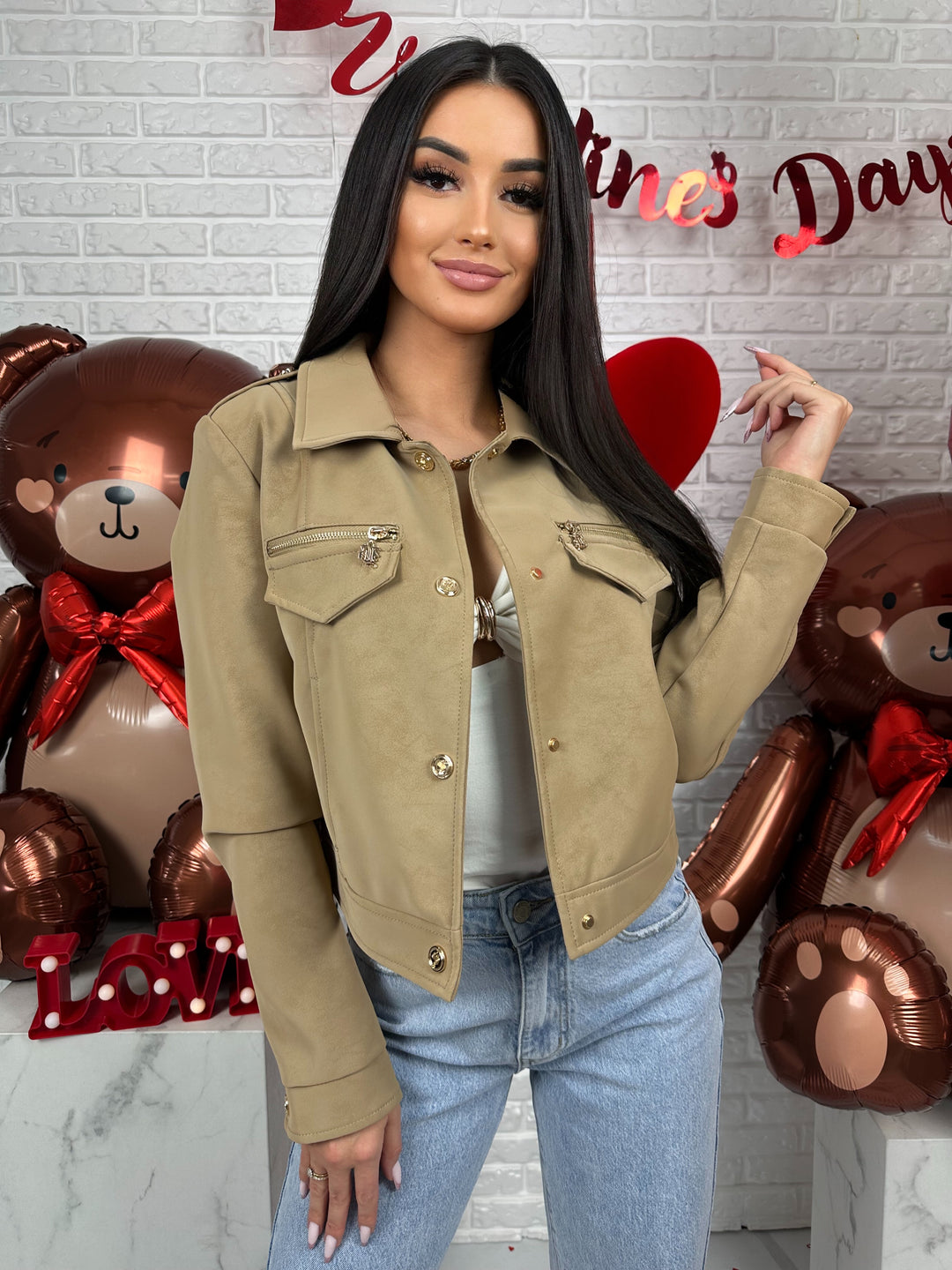 Kurtka AMELIA - materiał ala nubuk w wiosennych kolorach