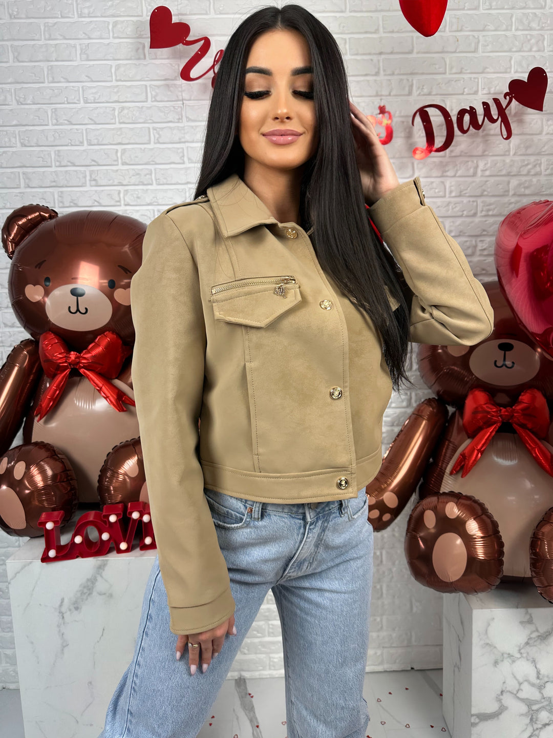 Kurtka AMELIA - materiał ala nubuk w wiosennych kolorach