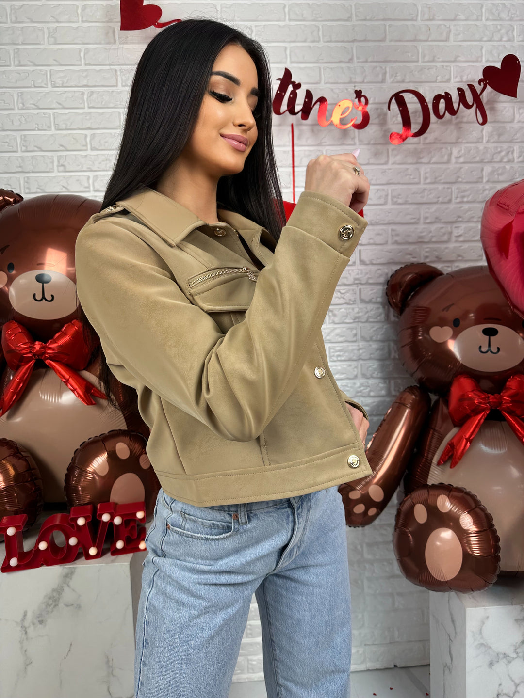 Kurtka AMELIA - materiał ala nubuk w wiosennych kolorach