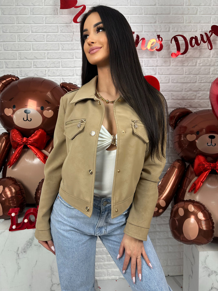 Kurtka AMELIA - materiał ala nubuk w wiosennych kolorach