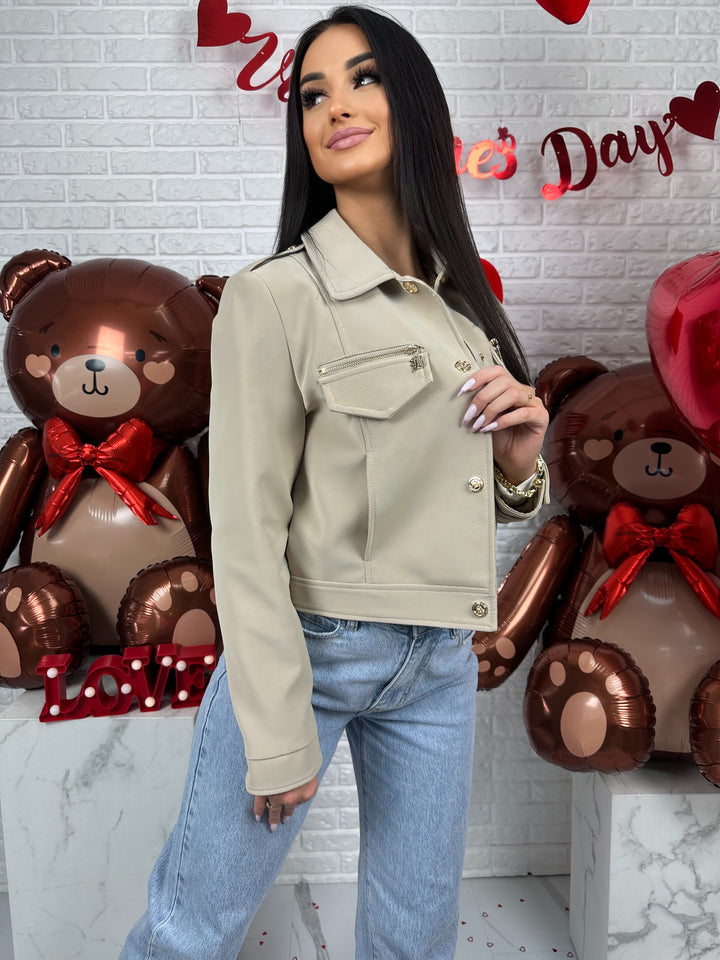 Kurtka AMELIA - materiał ala nubuk w wiosennych kolorach