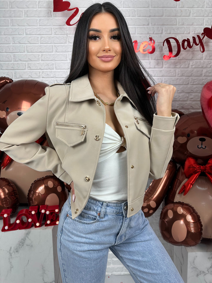 Kurtka AMELIA - materiał ala nubuk w wiosennych kolorach