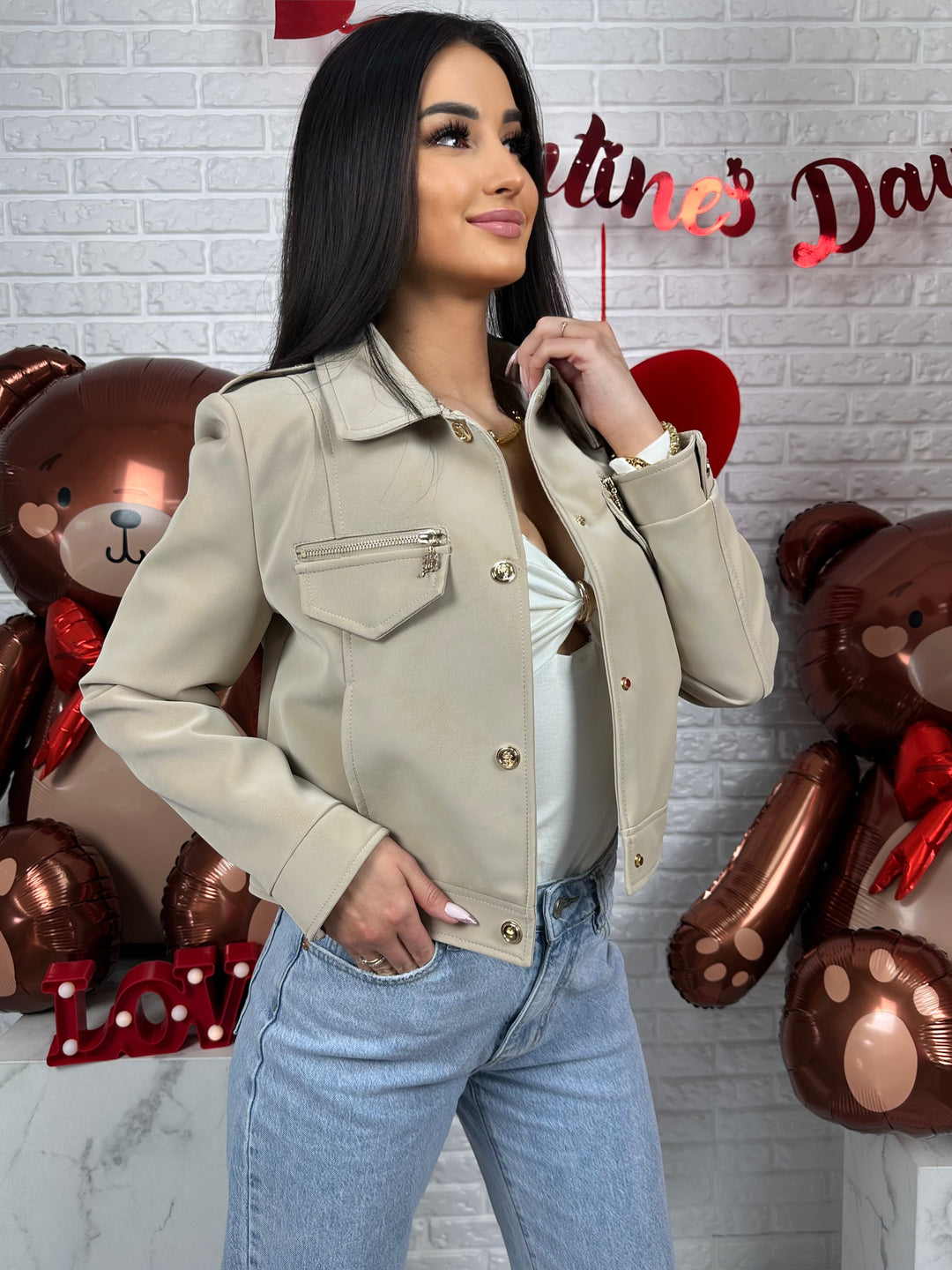 Kurtka AMELIA - materiał ala nubuk w wiosennych kolorach