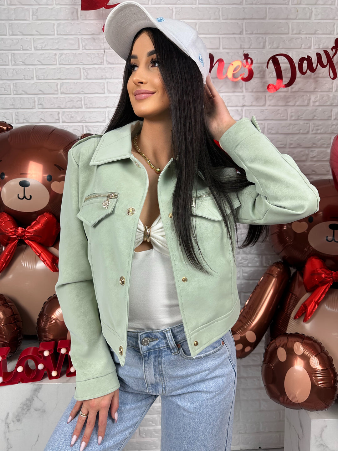 Kurtka AMELIA - materiał ala nubuk w wiosennych kolorach