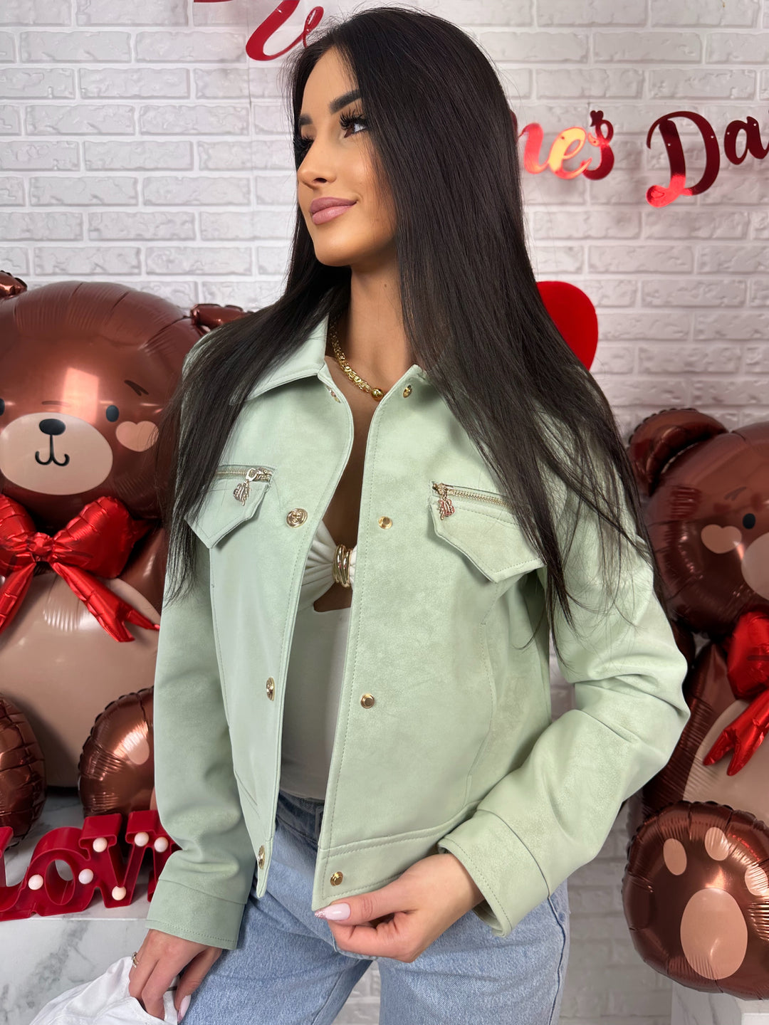 Kurtka AMELIA - materiał ala nubuk w wiosennych kolorach