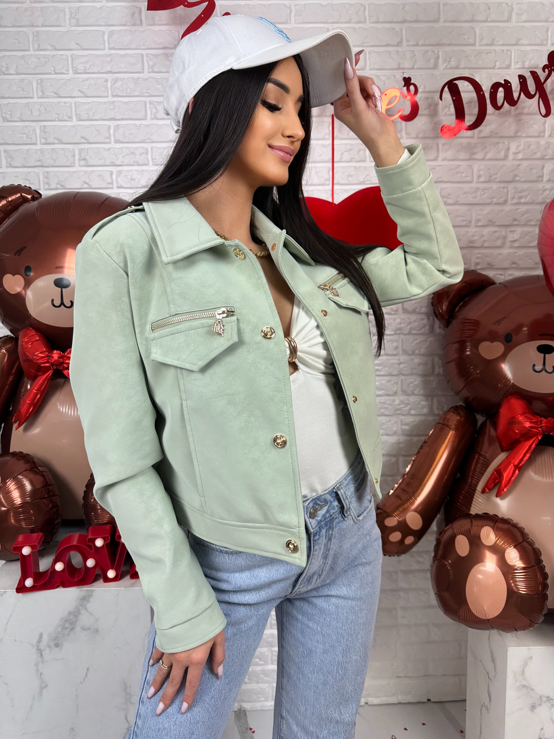 Kurtka AMELIA - materiał ala nubuk w wiosennych kolorach