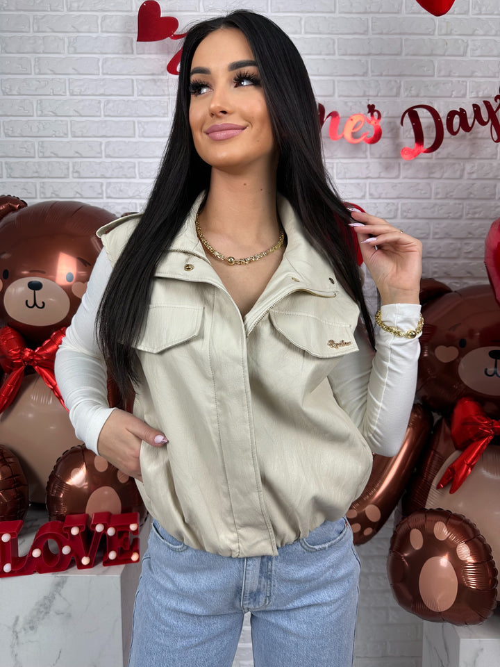 Kamizelka FLORA - modny fason wykonany z eco skóry