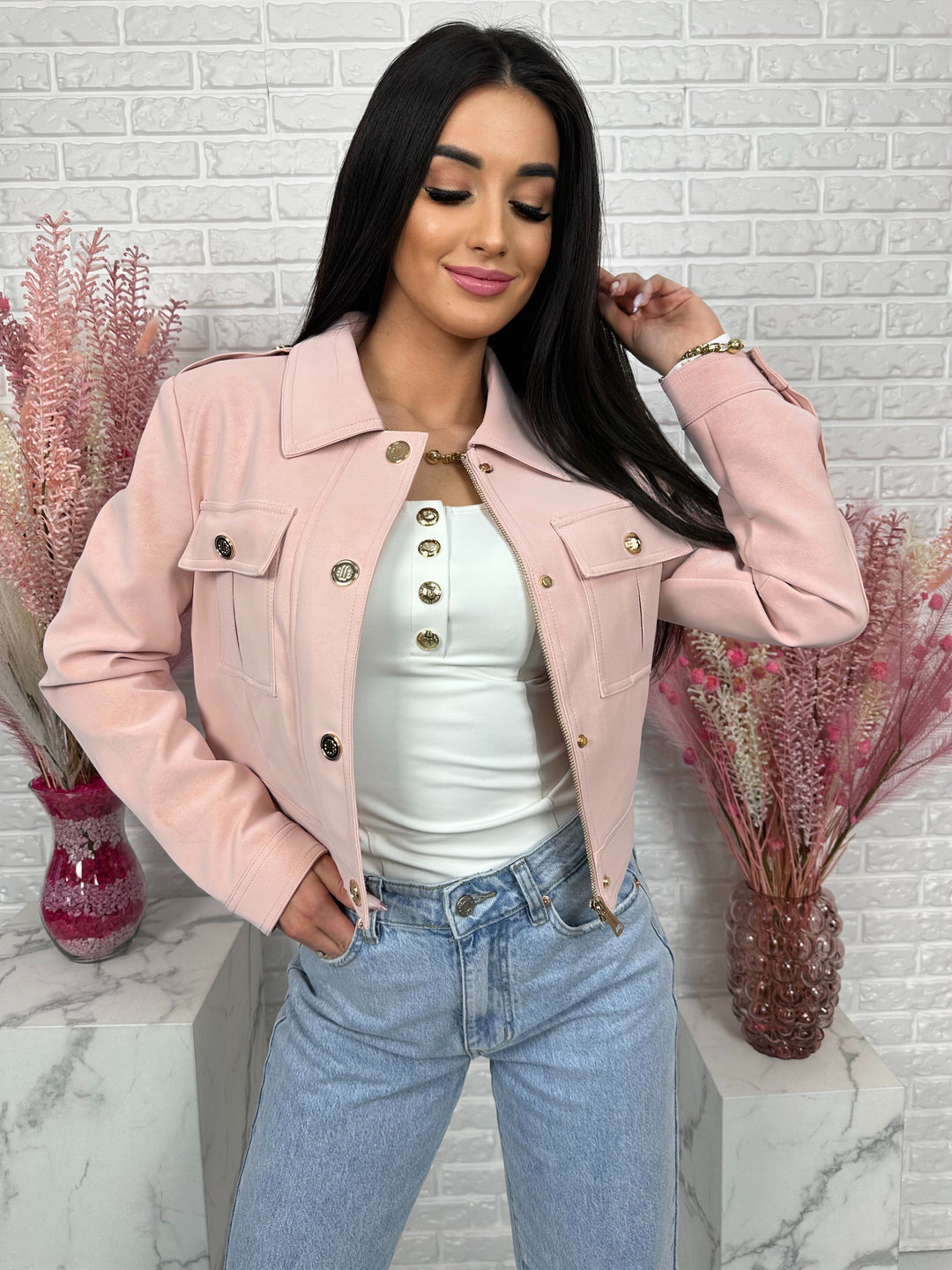 Wiosenna kurtka RITI - wykonana z zamszu ekologicznego