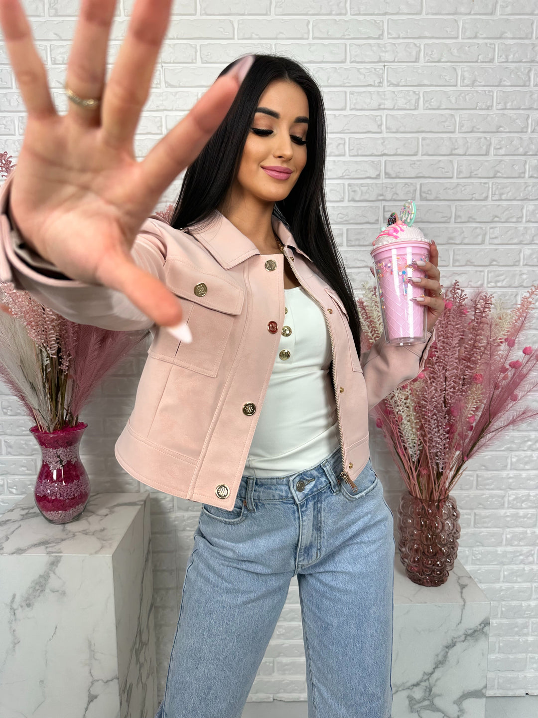 Wiosenna kurtka RITI - wykonana z zamszu ekologicznego