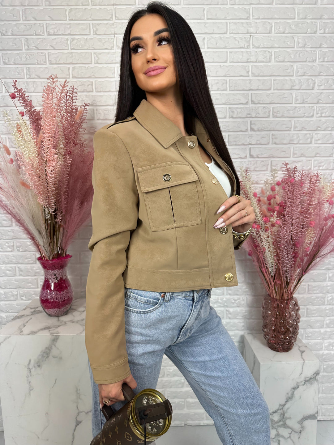 Wiosenna kurtka RITI - wykonana z zamszu ekologicznego