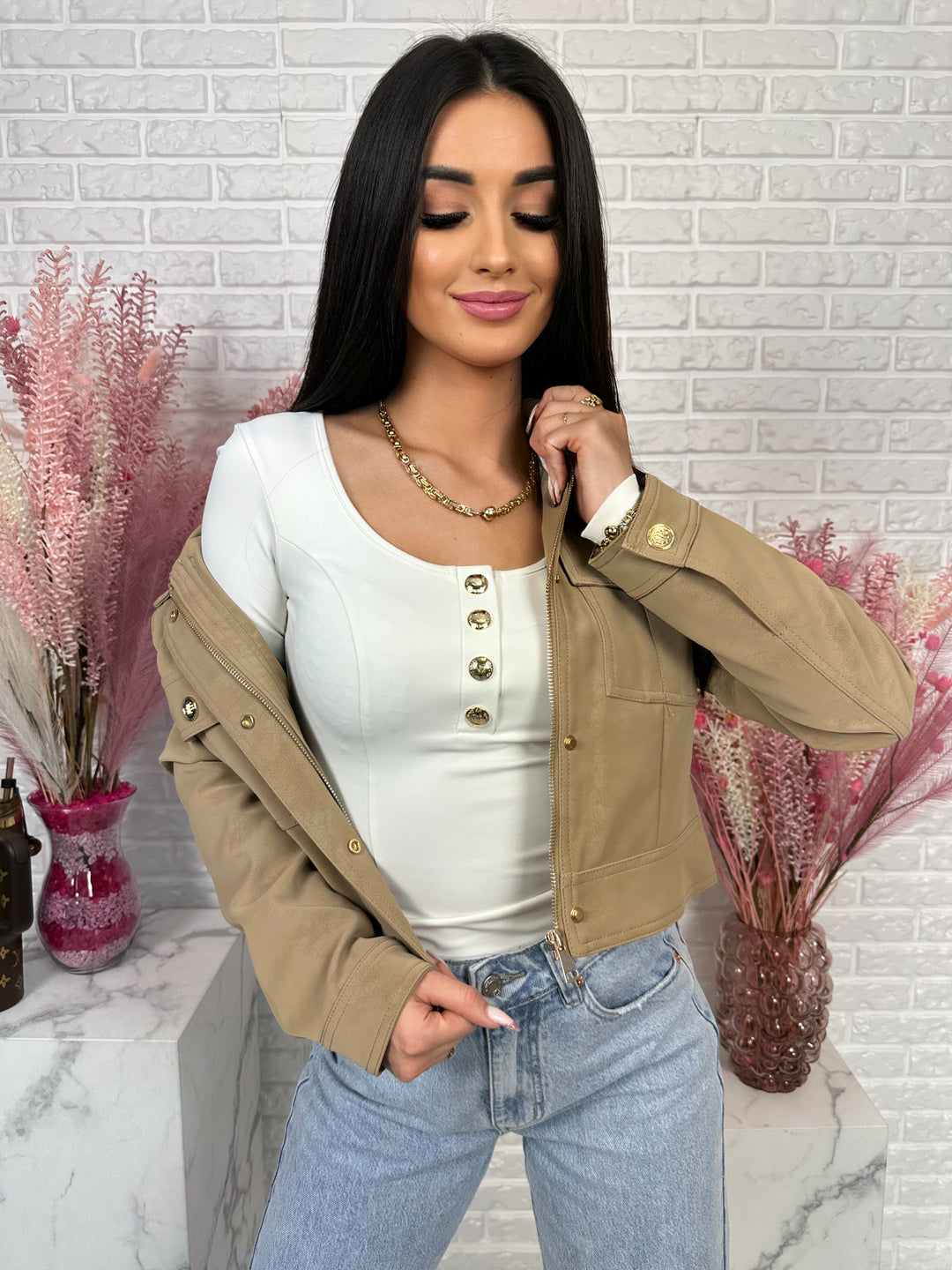 Wiosenna kurtka RITI - wykonana z zamszu ekologicznego