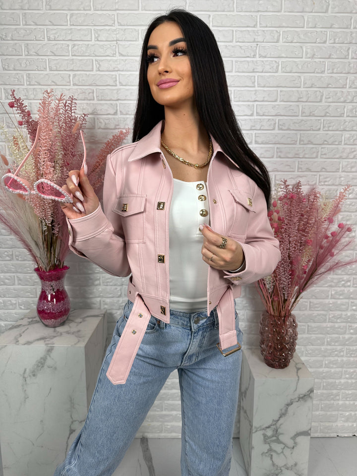 Kurtka YULLA - kurtka wiosenna z przeszyciami z ecoskóry