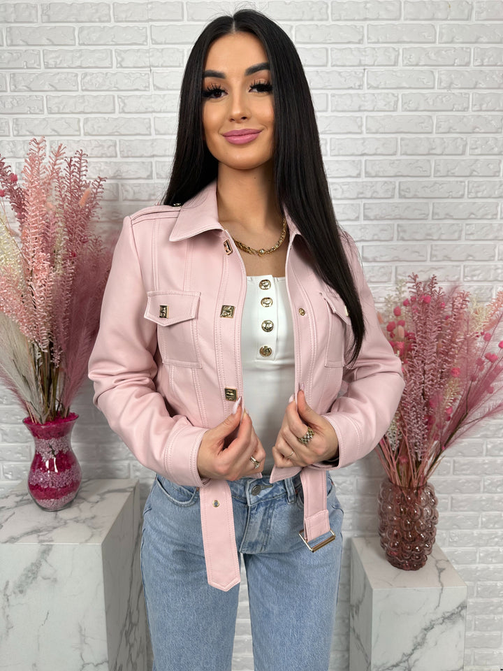 Kurtka YULLA - kurtka wiosenna z przeszyciami z ecoskóry