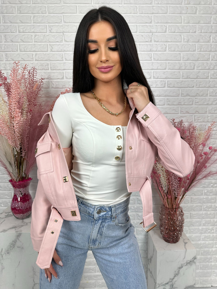 Kurtka YULLA - kurtka wiosenna z przeszyciami z ecoskóry