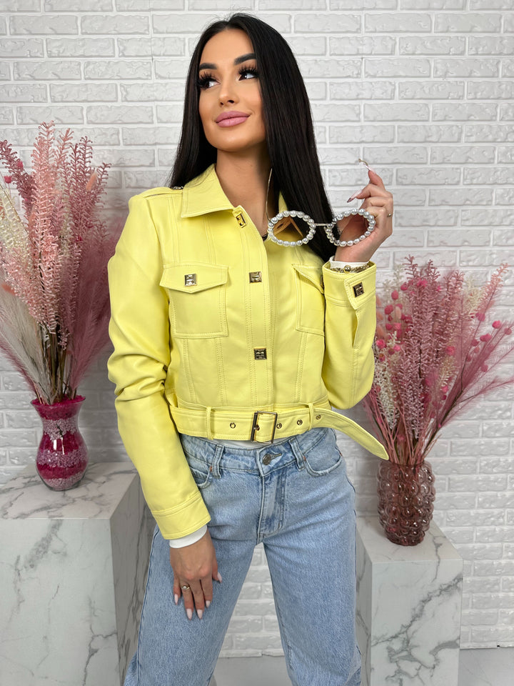 Kurtka YULLA - kurtka wiosenna z przeszyciami z ecoskóry